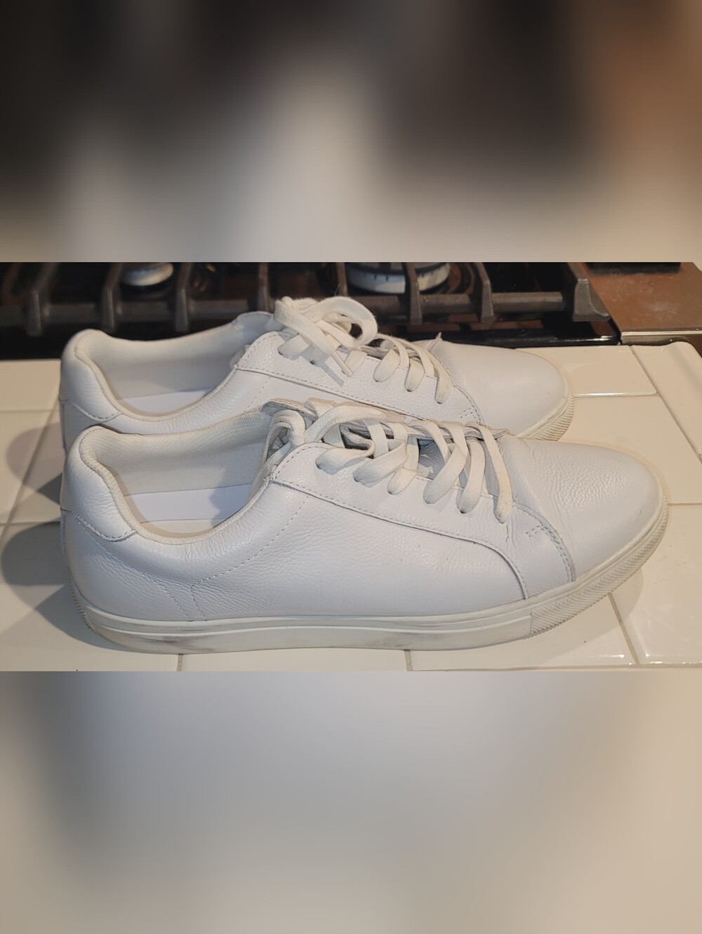 Kenneth Cole Awearness All-White Leather Lace-Up Sneakers Men's Shoes 10.5
